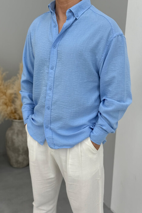 ONE COLOR SIMPLE MEN SHIRT BLUE/BLU 