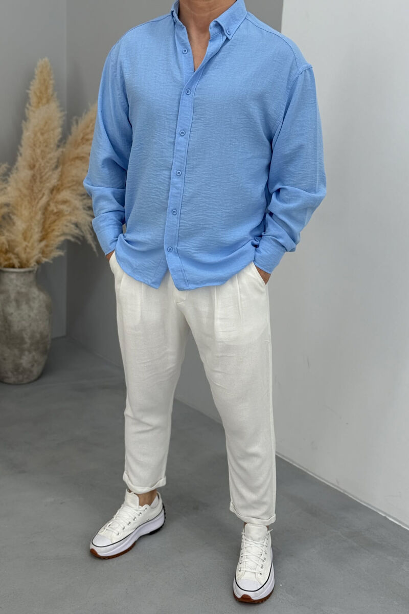 ONE COLOR SIMPLE MEN SHIRT BLUE/BLU - 2