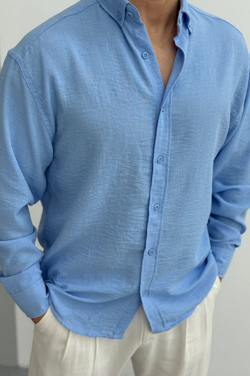ONE COLOR SIMPLE MEN SHIRT BLUE/BLU - 3