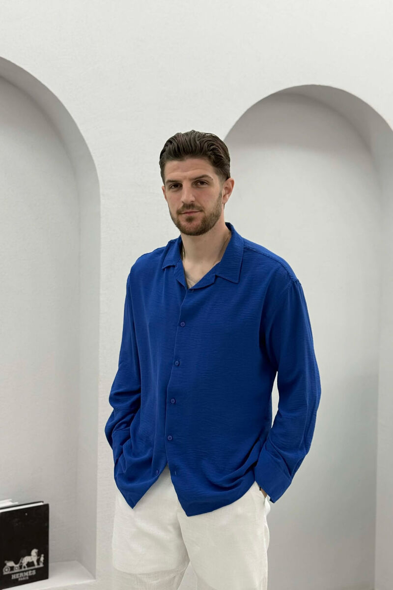 ONE COLOR SIMPLE MEN SHIRT BLUE/BLU - 1
