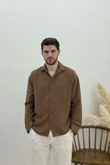 KEMISHE E THJESHTE NJE NGJYRESHE PER MESHKUJ NE NGJYRE KAFE - KLAUDIO FASHION