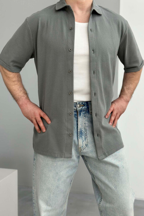 ONE COLOR SIMPLE MEN SHIRT GREY/GRI - 1