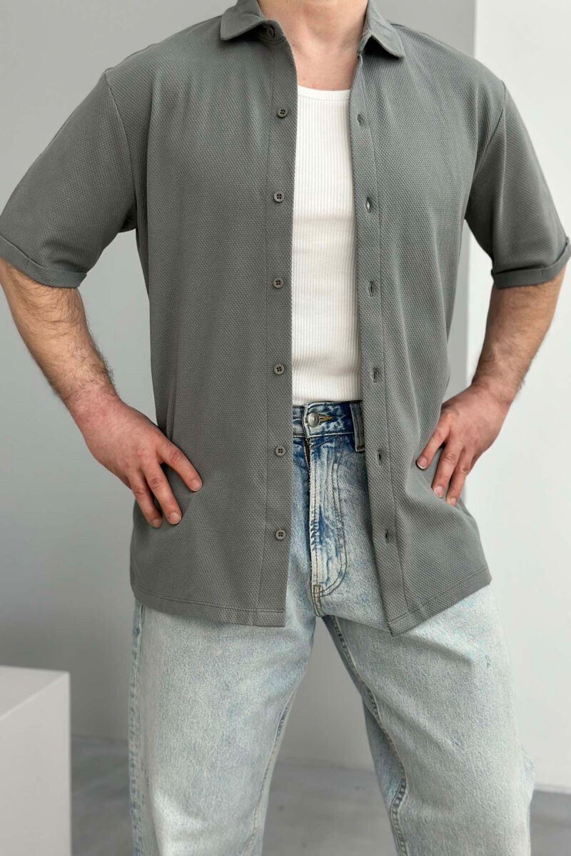 ONE COLOR SIMPLE MEN SHIRT GREY/GRI - 1