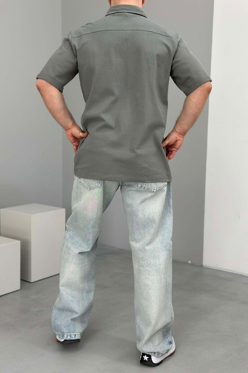 ONE COLOR SIMPLE MEN SHIRT GREY/GRI - 2