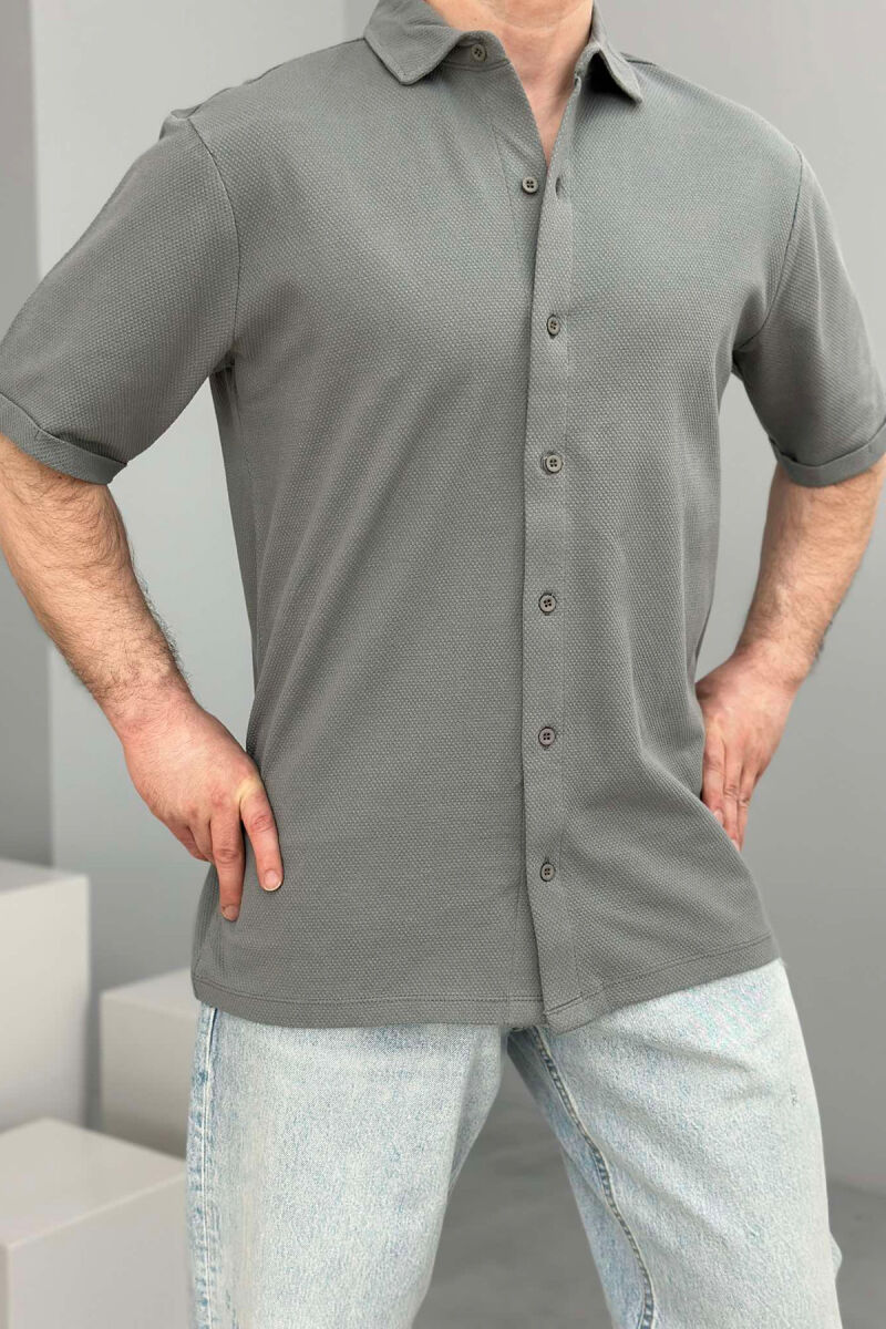 ONE COLOR SIMPLE MEN SHIRT GREY/GRI - 4
