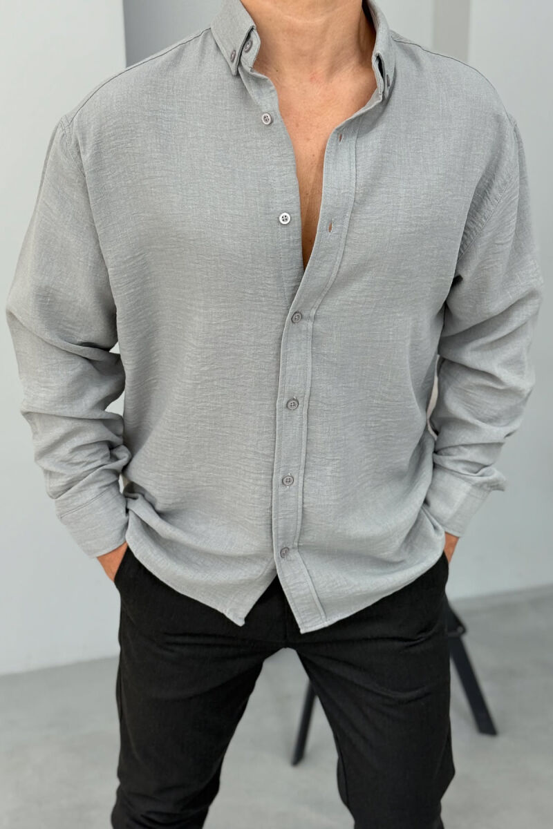 ONE COLOR SIMPLE MEN SHIRT GREY/GRI - 1