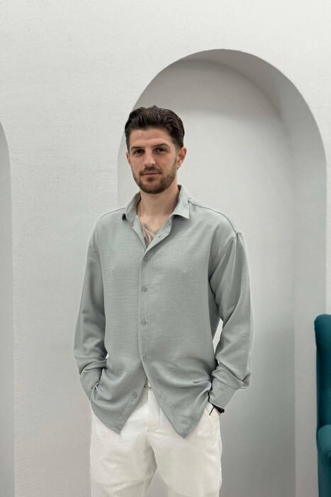 ONE COLOR SIMPLE MEN SHIRT GREY/GRI - 1