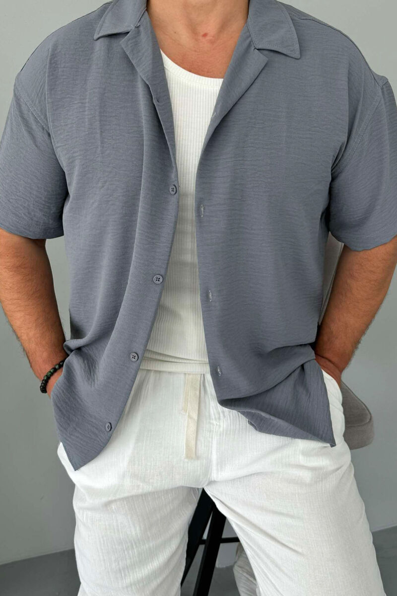 ONE COLOR SIMPLE MEN SHIRT GREY/GRI - 1