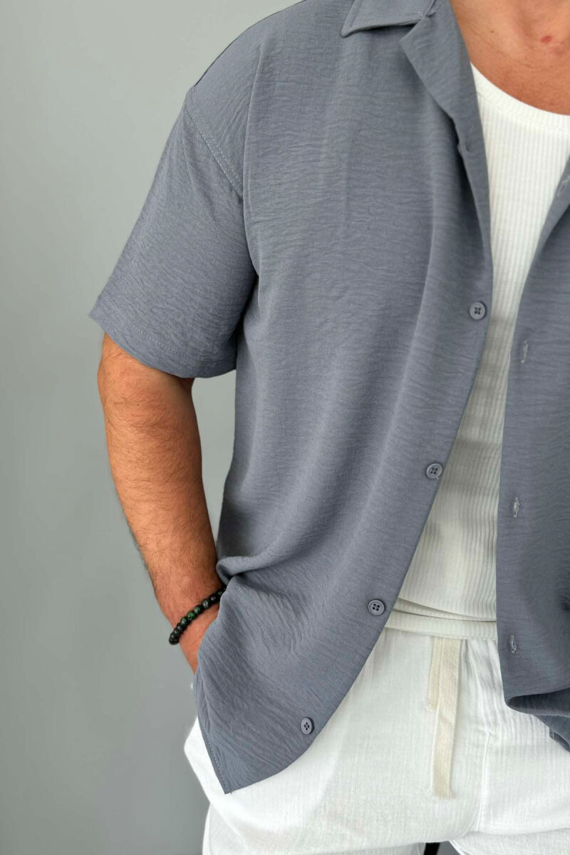 ONE COLOR SIMPLE MEN SHIRT GREY/GRI - 3