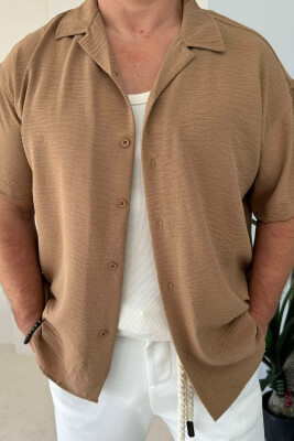 ONE COLOR SIMPLE MEN SHIRT LIGHT BROWN/KAZB 