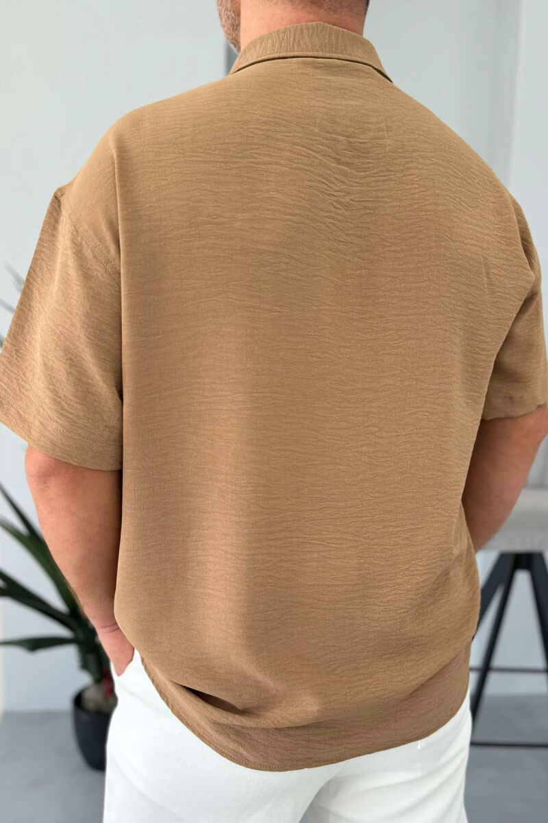 ONE COLOR SIMPLE MEN SHIRT LIGHT BROWN/KAZB - 2