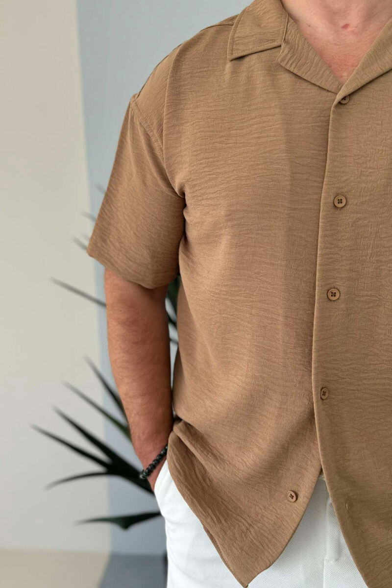 ONE COLOR SIMPLE MEN SHIRT LIGHT BROWN/KAZB - 3