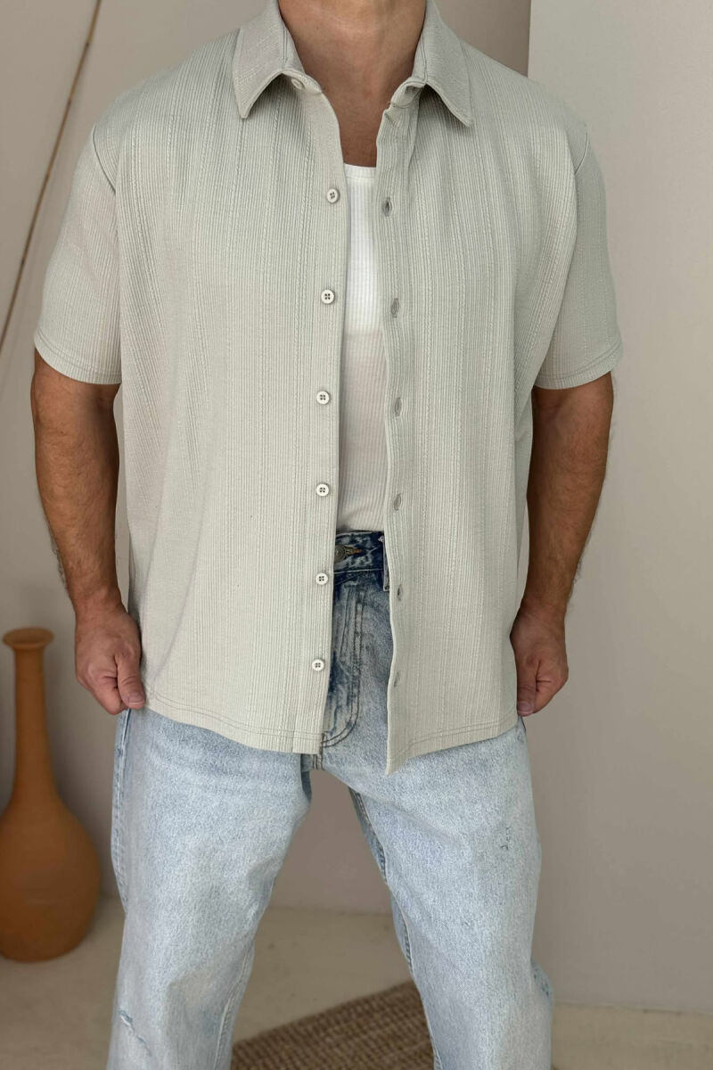 ONE COLOR SIMPLE MEN SHIRT LIGHT GREY/GZ - 1