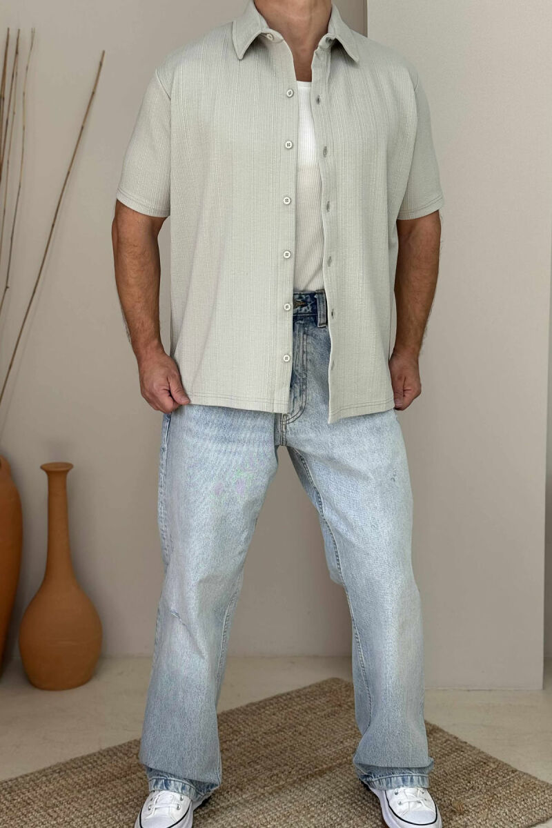 ONE COLOR SIMPLE MEN SHIRT LIGHT GREY/GZ - 3