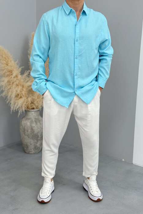 ONE COLOR SIMPLE MEN SHIRT LIGHTBLUE/BZ 