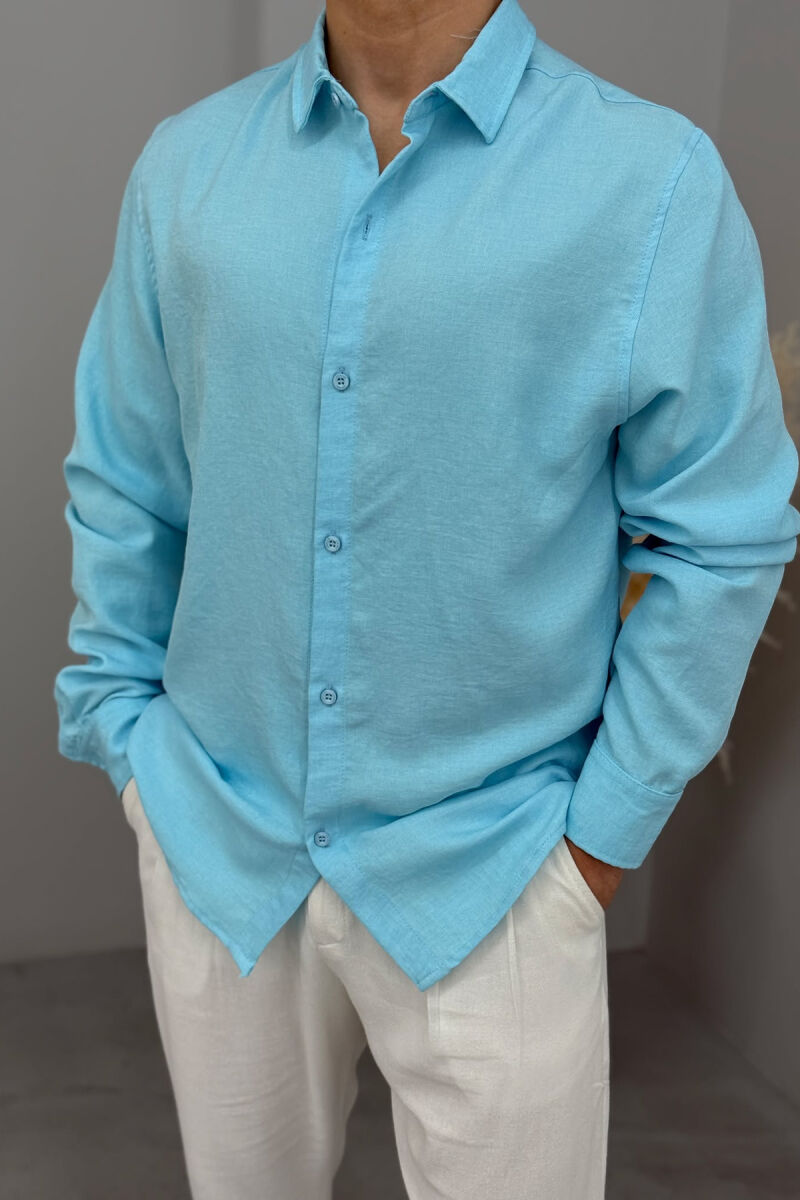 ONE COLOR SIMPLE MEN SHIRT LIGHTBLUE/BZ - 2