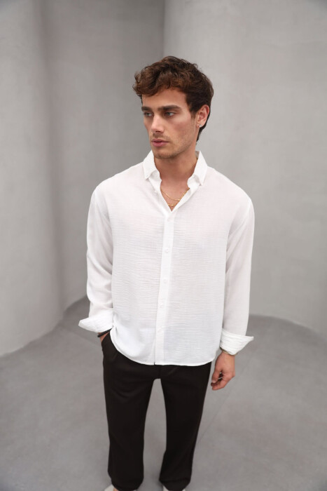 ONE COLOR SIMPLE MEN SHIRT WHITE-E BARDHE 