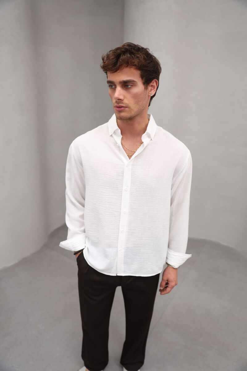 ONE COLOR SIMPLE MEN SHIRT WHITE-E BARDHE - 1