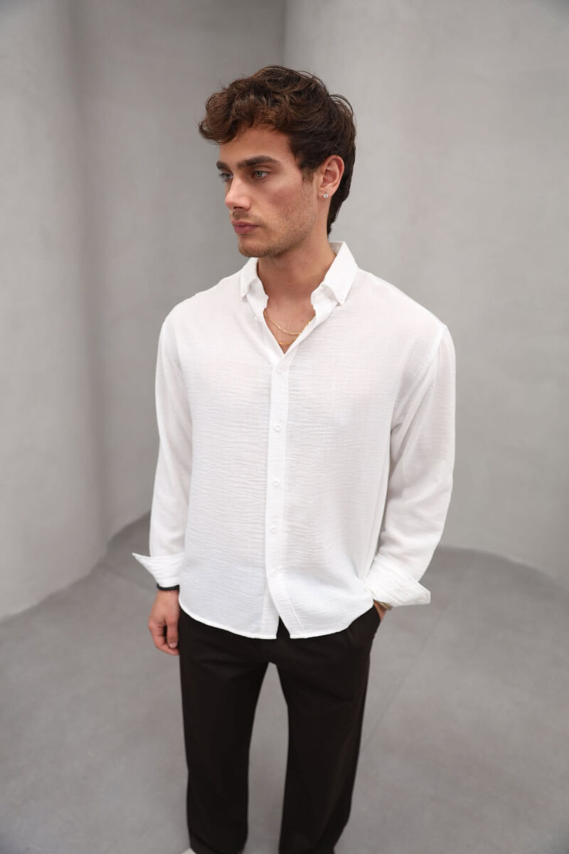 ONE COLOR SIMPLE MEN SHIRT WHITE-E BARDHE - 2