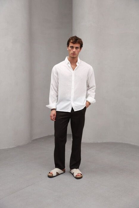 ONE COLOR SIMPLE MEN SHIRT WHITE-E BARDHE - 5