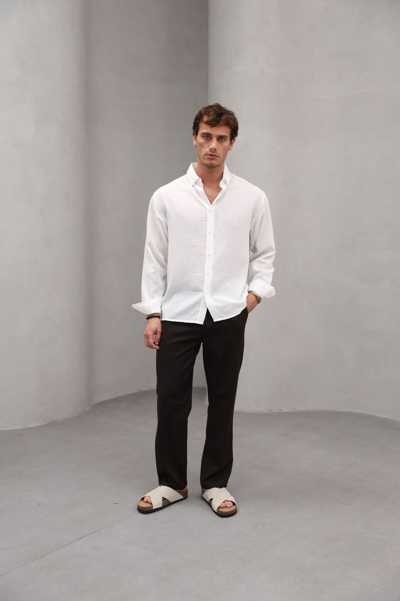 ONE COLOR SIMPLE MEN SHIRT WHITE-E BARDHE - 5
