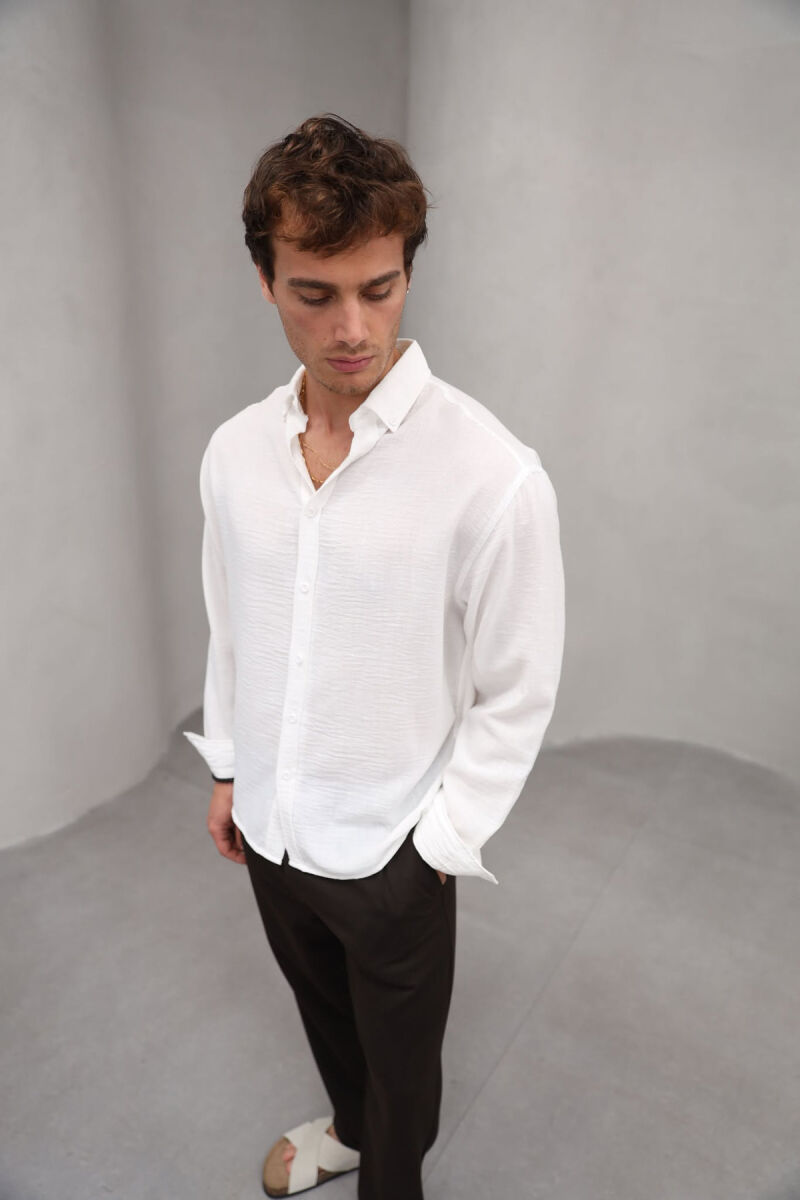 ONE COLOR SIMPLE MEN SHIRT WHITE-E BARDHE - 8
