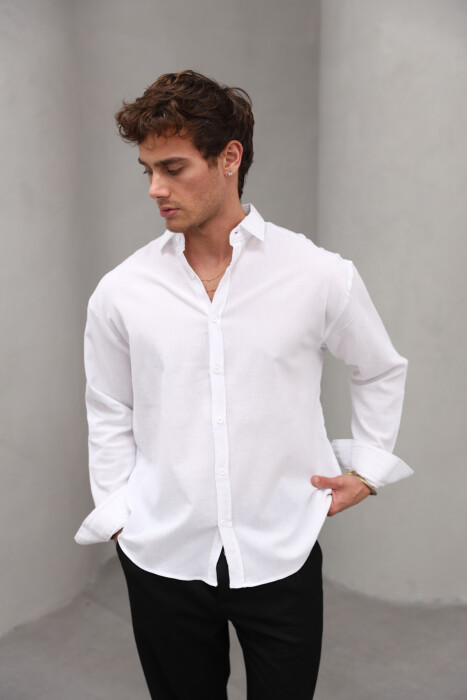 ONE COLOR SIMPLE MEN SHIRT WHITE-E BARDHE 