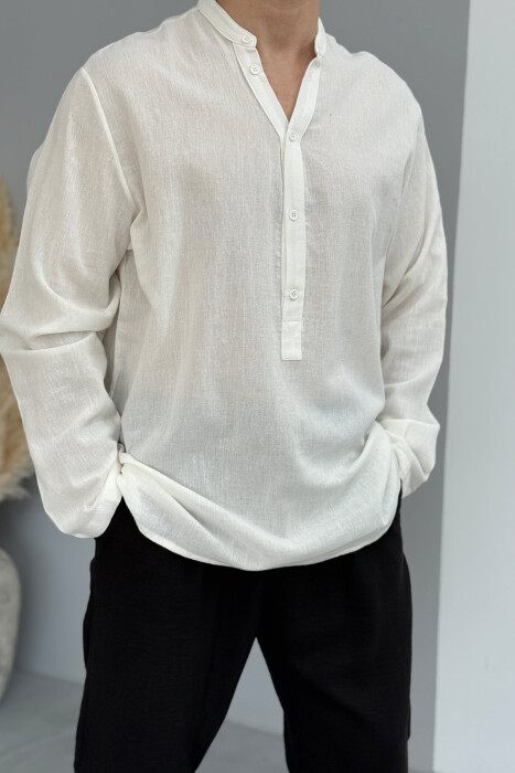ONE COLOR SIMPLE MEN SHIRT WHITE-E BARDHE - 3
