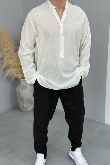 ONE COLOR SIMPLE MEN SHIRT WHITE-E BARDHE - 