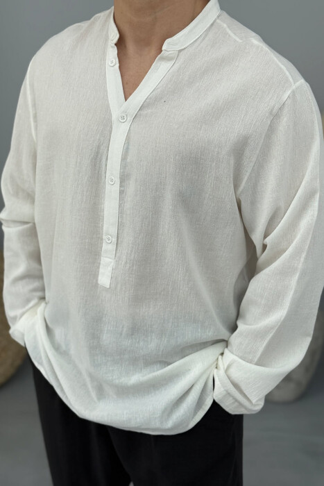ONE COLOR SIMPLE MEN SHIRT WHITE-E BARDHE - 2