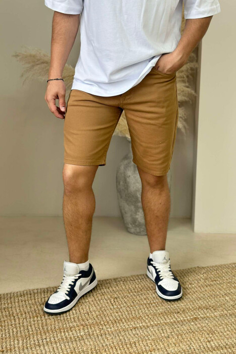 ONE COLOR SIMPLE MEN SHORT PANTS BROWN/KAFE - 1