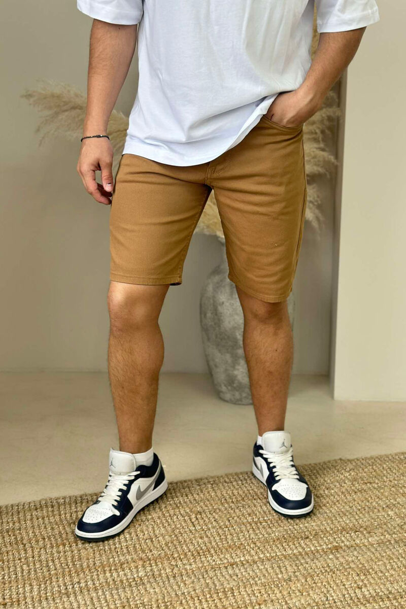 ONE COLOR SIMPLE MEN SHORT PANTS BROWN/KAFE - 1