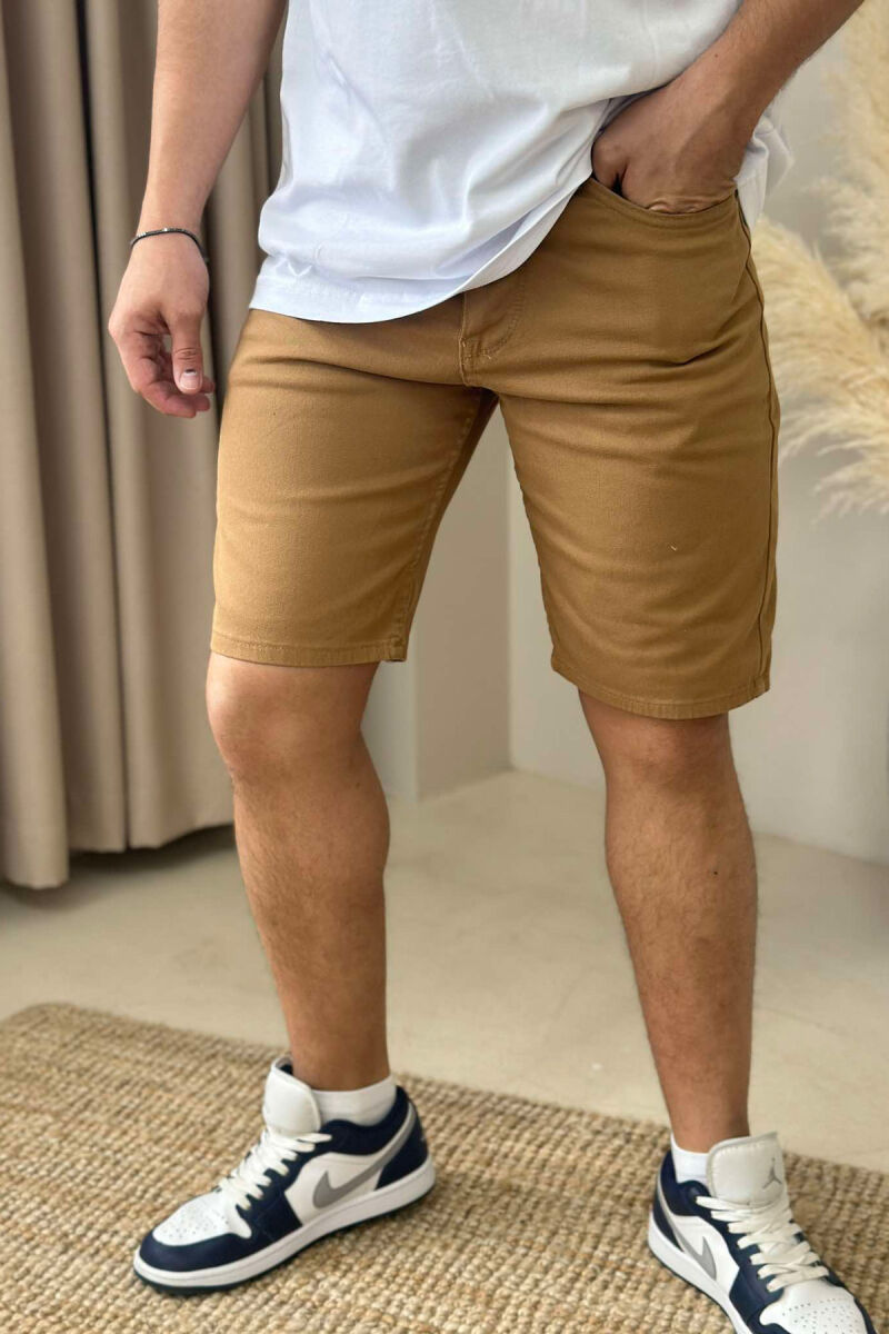 ONE COLOR SIMPLE MEN SHORT PANTS BROWN/KAFE - 3