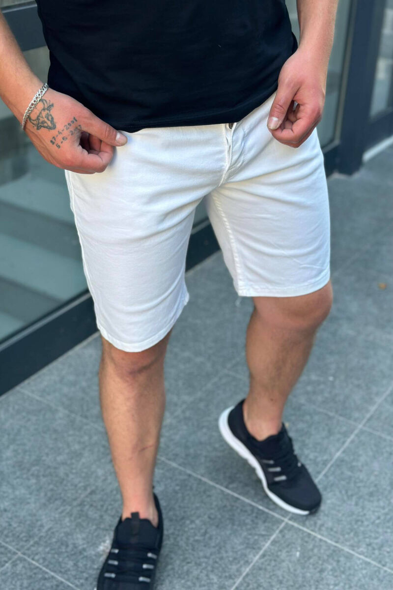 ONE COLOR SIMPLE MEN SHORT PANTS WHITE-E BARDHE - 1