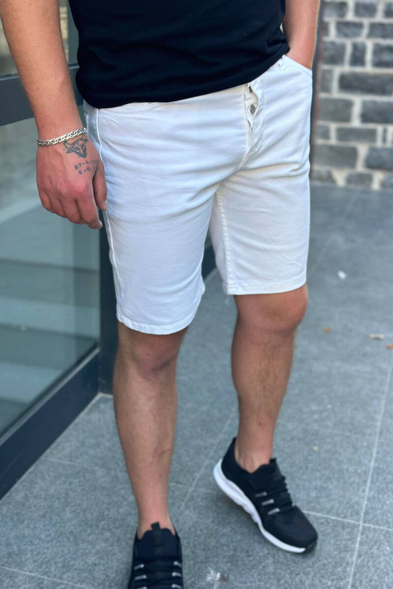ONE COLOR SIMPLE MEN SHORT PANTS WHITE-E BARDHE - 3