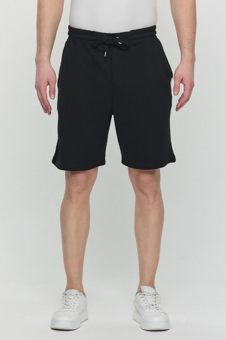ONE COLOR SIMPLE MEN SHORT SWEATPANTS BLACK/ E ZEZE - 1