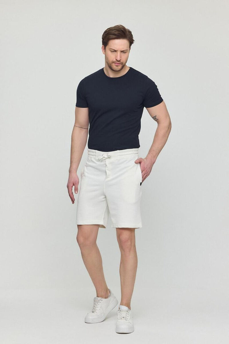 ONE COLOR SIMPLE MEN SHORT SWEATPANTS WHITE-E BARDHE - 2