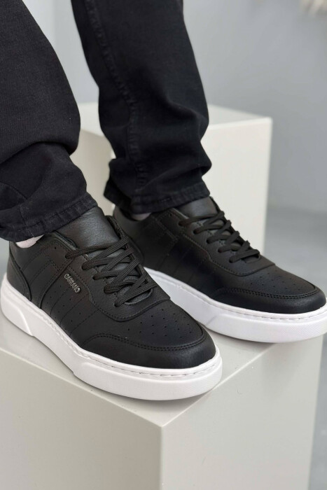ONE COLOR SIMPLE MEN SNEAKERS BLACK-WHITE/ZEBA - KLAUDIO FASHION