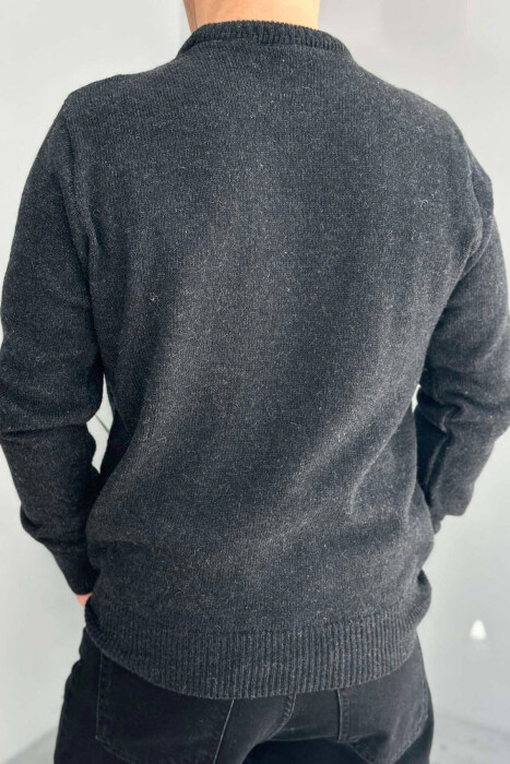 ONE COLOR SIMPLE MEN SWEATER BLACK/ E ZEZE - 3