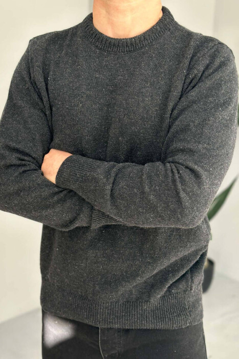 ONE COLOR SIMPLE MEN SWEATER BLACK/ E ZEZE - 4