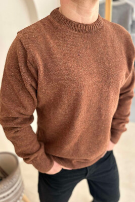 ONE COLOR SIMPLE MEN SWEATER BROWN/KAFE 