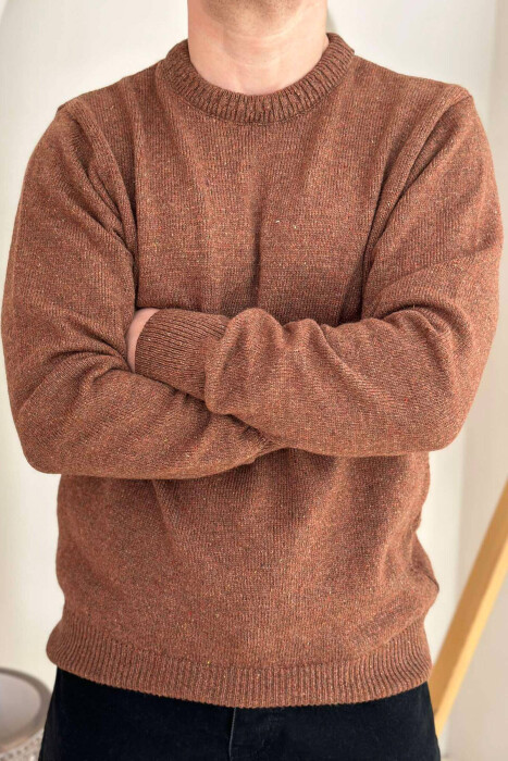 ONE COLOR SIMPLE MEN SWEATER BROWN/KAFE - 2