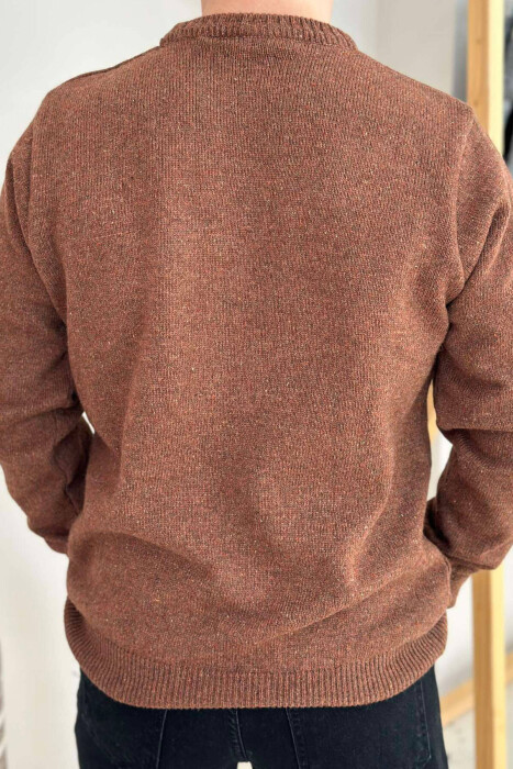 ONE COLOR SIMPLE MEN SWEATER BROWN/KAFE - 3