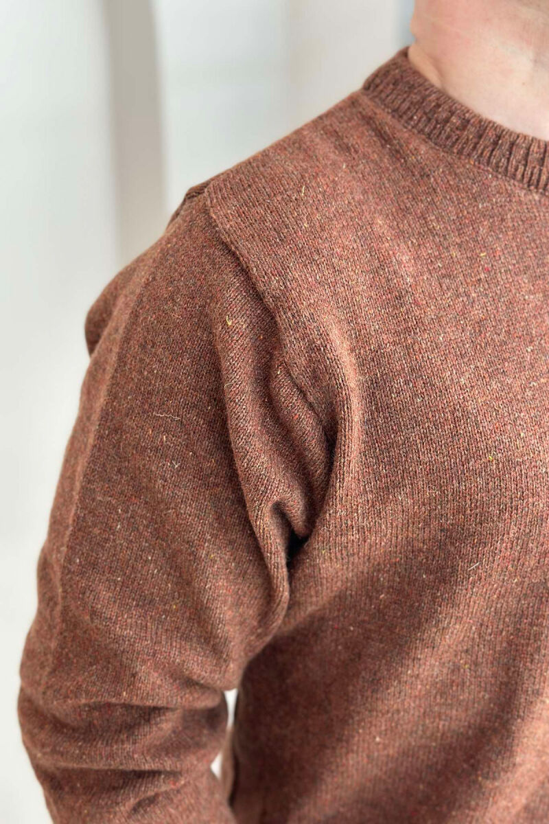 ONE COLOR SIMPLE MEN SWEATER BROWN/KAFE - 4