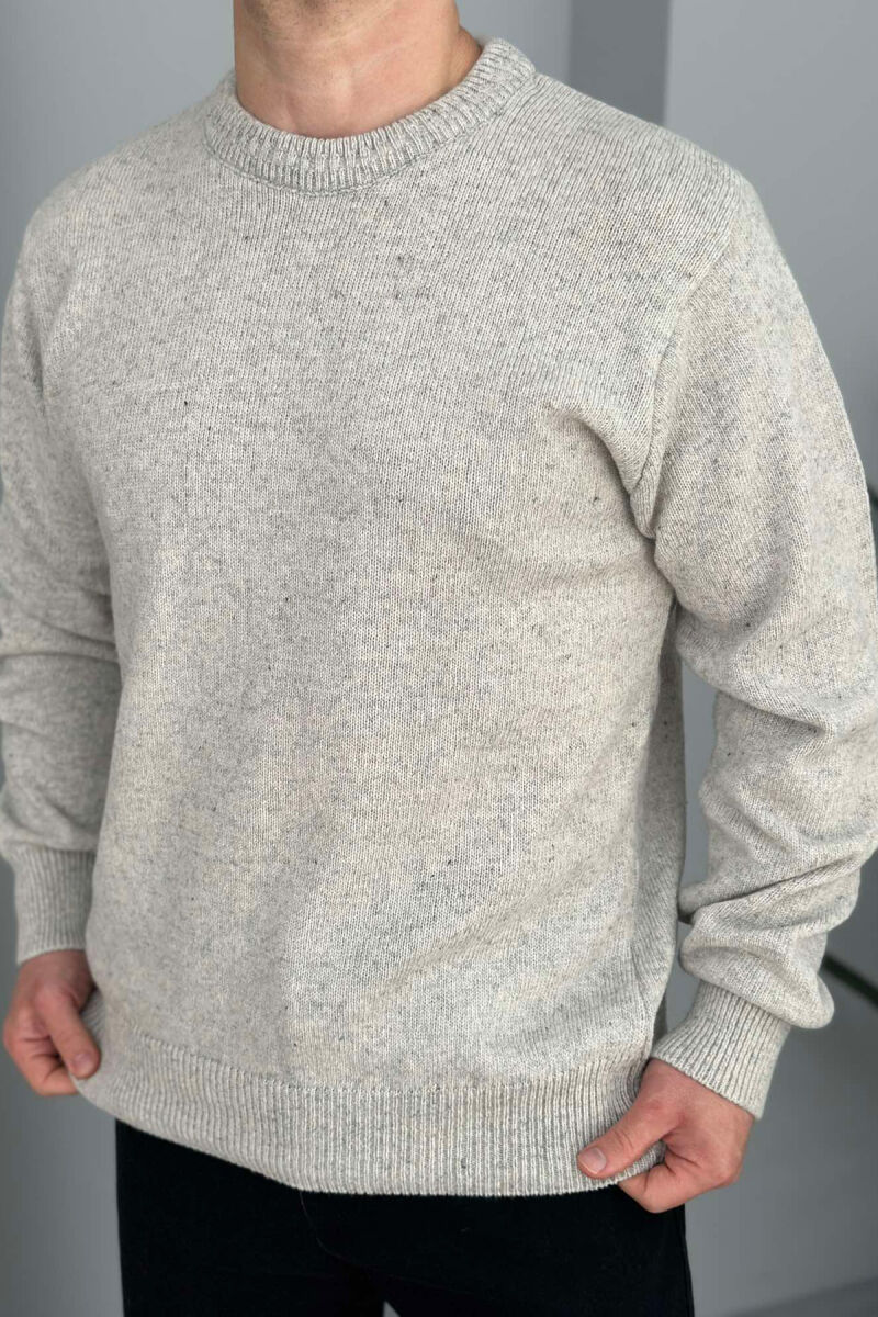 ONE COLOR SIMPLE MEN SWEATER CREAM/KREM - 1