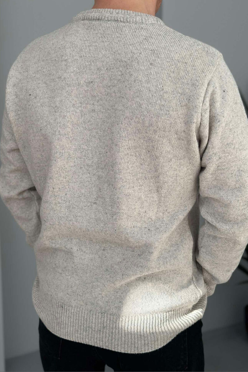 ONE COLOR SIMPLE MEN SWEATER CREAM/KREM - 2