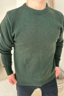 ONE COLOR SIMPLE MEN SWEATER DARK GREEN/JEE 