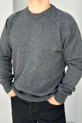 ONE COLOR SIMPLE MEN SWEATER DARK GREY/GEE 