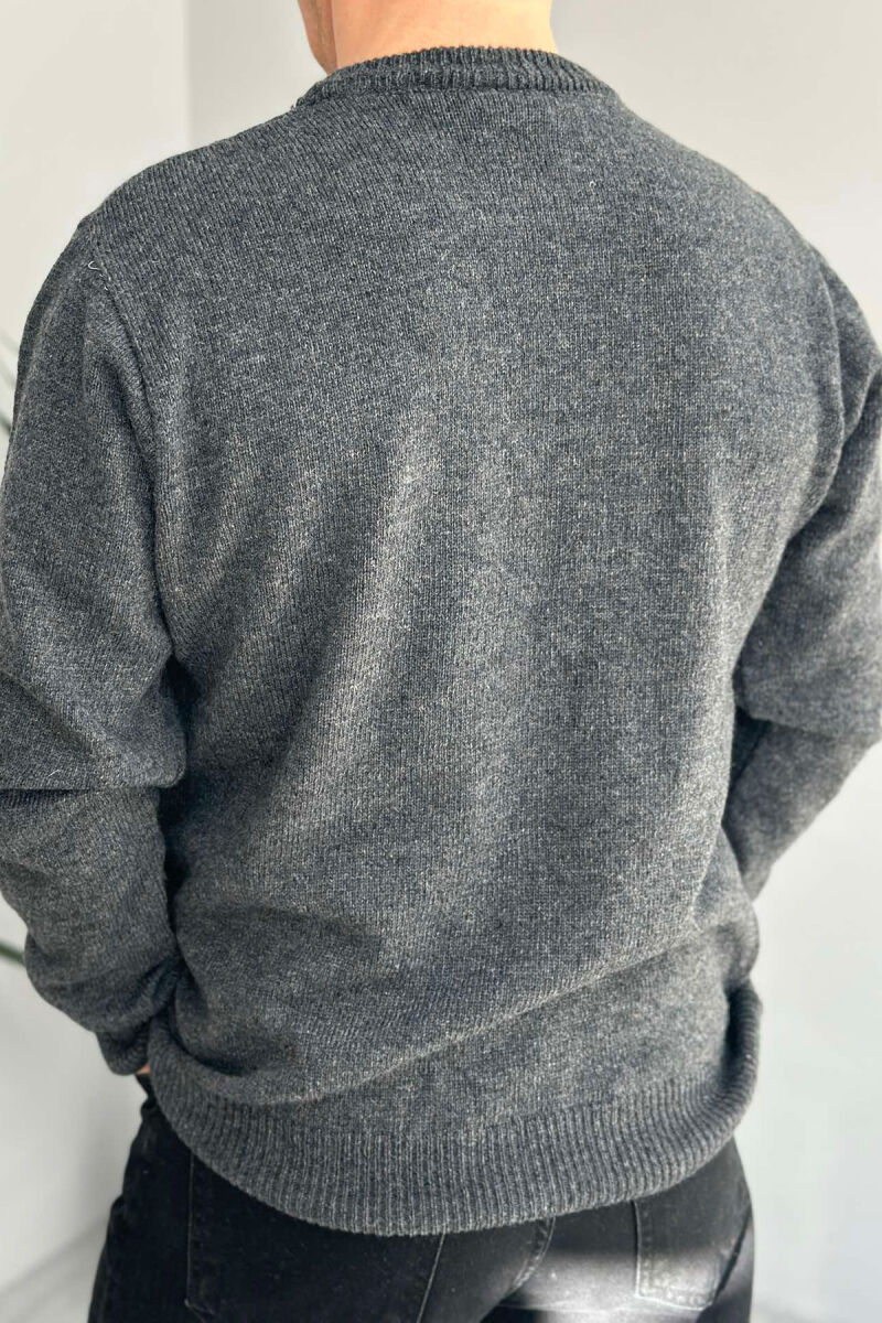 ONE COLOR SIMPLE MEN SWEATER DARK GREY/GEE - 3