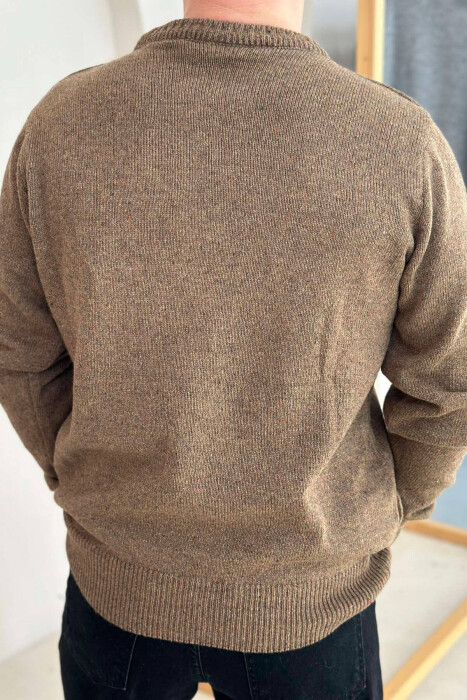 ONE COLOR SIMPLE MEN SWEATER LIGHT BROWN/KAZB - 2